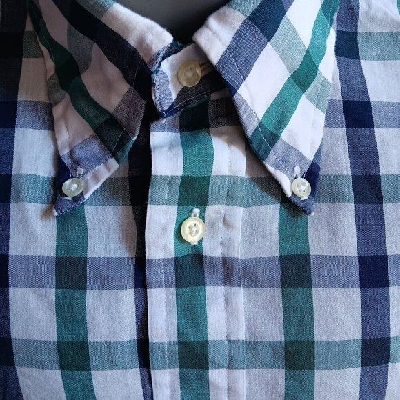 Vintage Gant Mens Green & Blue Plaid Button-Down Oxford Shirt Size 16-35 Medium - Picture 2 of 8
